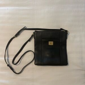 Ralph Lauren Black Leather Bag with Gold Detail
